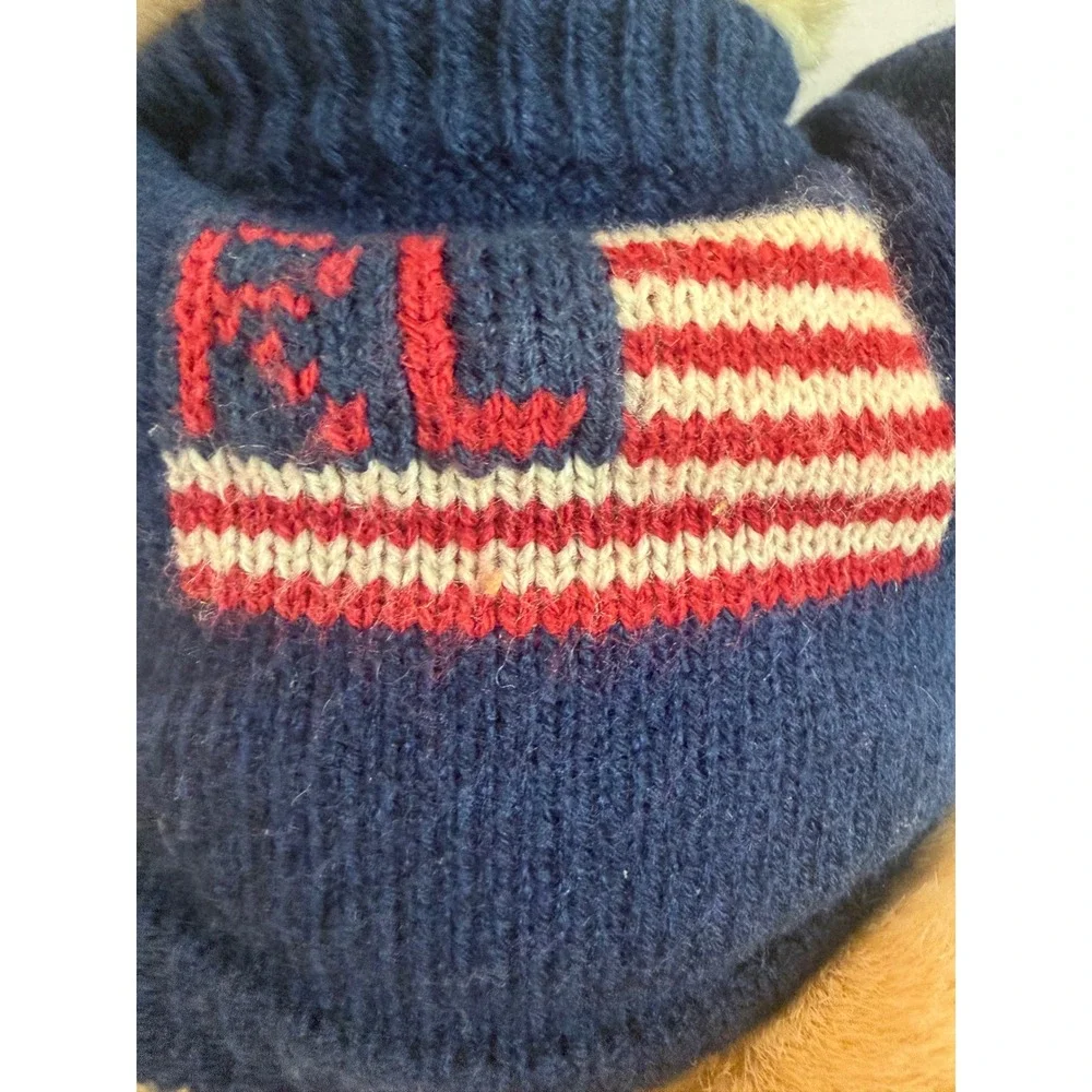 Vintage 1996 Ralph Lauren Jointed Teddy Bear Plush American Flag Sweater